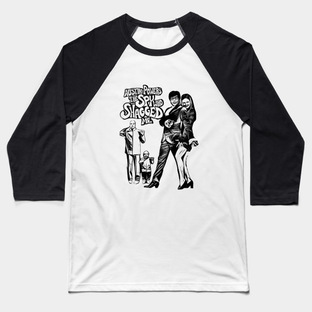 austin powers Baseball T-Shirt by RetroScribbles